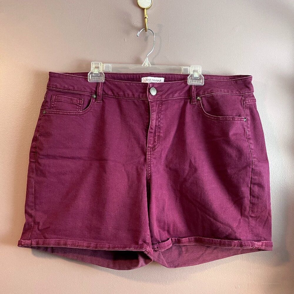 Lane Bryant Mid-Rise Essential Stretch Girlfriend Short - Maroon - Size 20